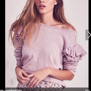 Loveshackfancy Ruffle Pink Sweatshirt Sweater XS